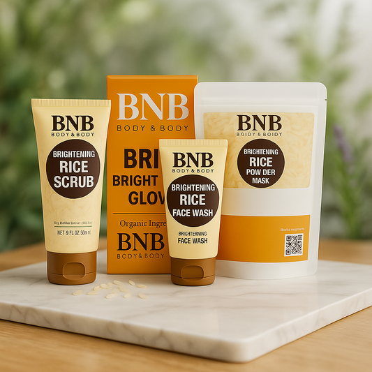 Skin Brightening Rice Facial Kit – Set of 3 | Whitening & Exfoliating Ritual for All Skin Types